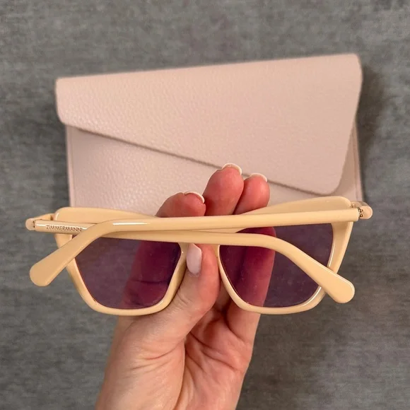 Zimmerman Cateye Cream Sunglasses with Pink Case - Picture 5 of 8